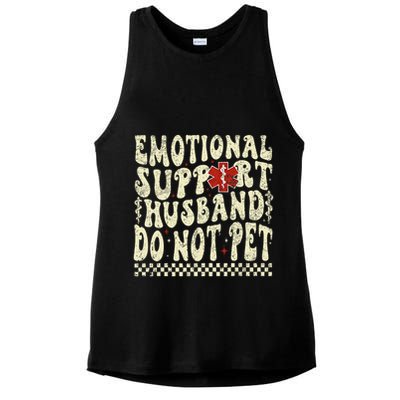 Emotional Support Husband Do Not Pet Ladies PosiCharge Tri-Blend Wicking Tank
