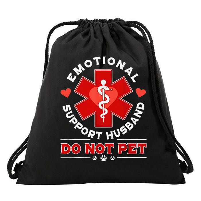 Emotional Support Husband Do Not Pet Drawstring Bag