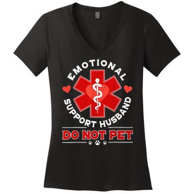 Emotional Support Husband Do Not Pet Women's V-Neck T-Shirt