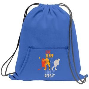 Eat Sleep Hockey Repeat Funny Busy Player Meme Cool Gift Sweatshirt Cinch Pack Bag