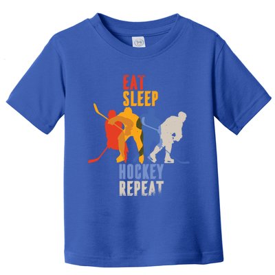 Eat Sleep Hockey Repeat Funny Busy Player Meme Cool Gift Toddler T-Shirt