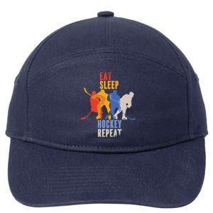 Eat Sleep Hockey Repeat Funny Busy Player Meme Cool Gift 7-Panel Snapback Hat