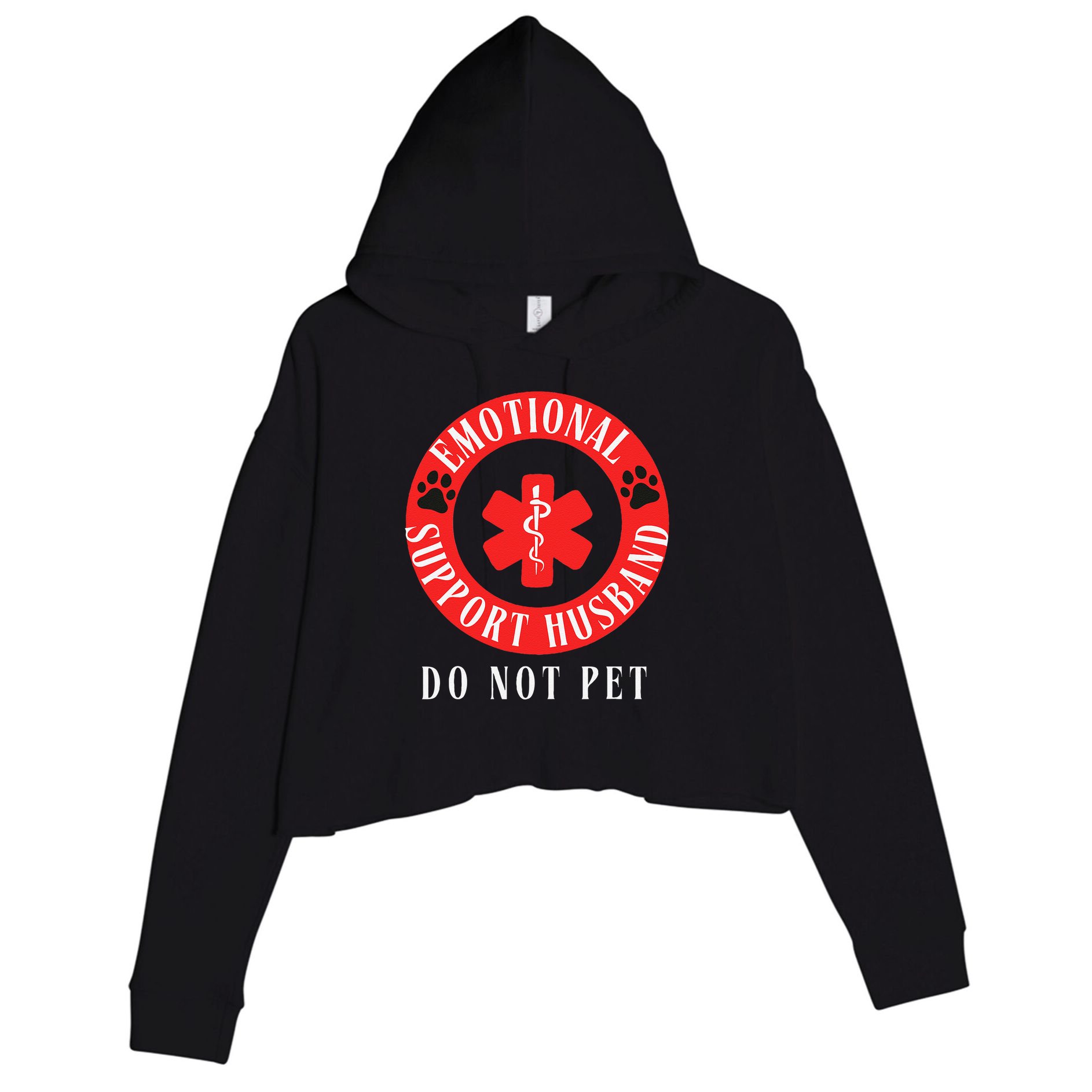 Emotional Support Husband Do Not Pet Crop Fleece Hoodie