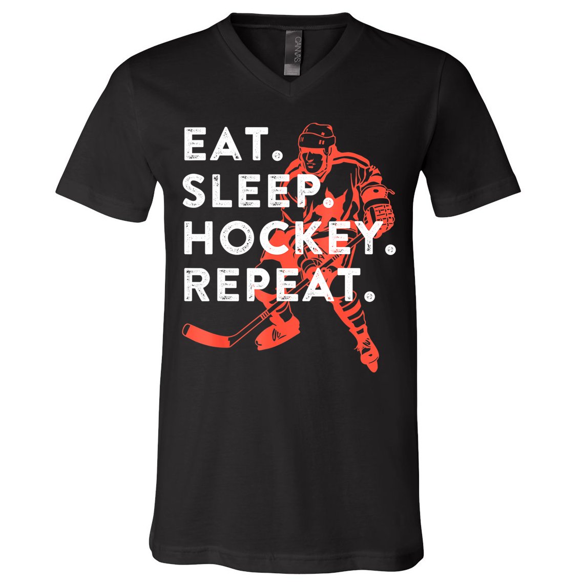 Eat Sleep Hockey Repeat Gift V-Neck T-Shirt