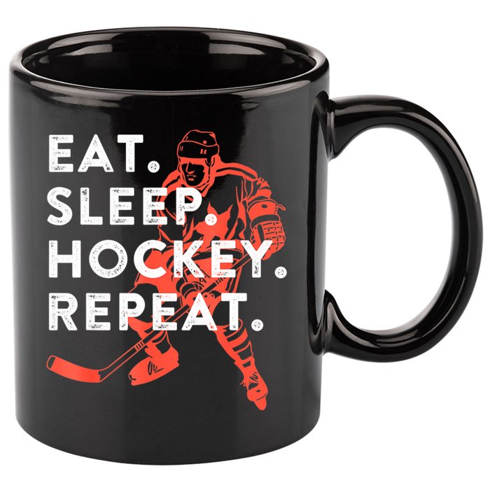 Eat Sleep Hockey Repeat Gift 11oz C Handle Ceramic Mug