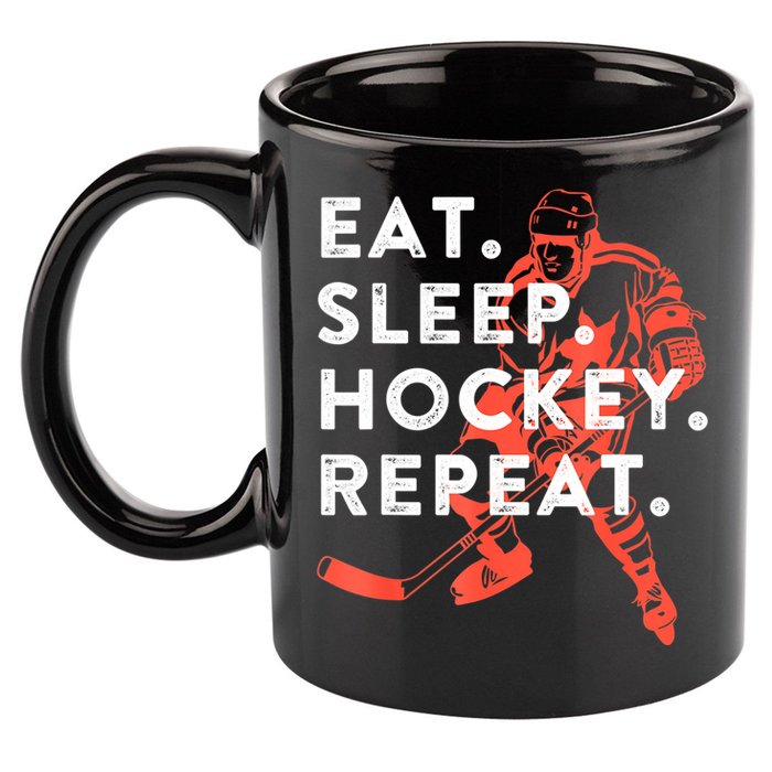 Eat Sleep Hockey Repeat Gift 11oz C Handle Ceramic Mug