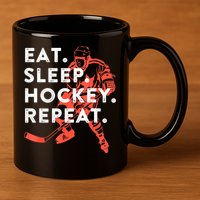 Eat Sleep Hockey Repeat Gift 11oz C Handle Ceramic Mug