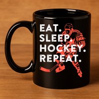 Eat Sleep Hockey Repeat Gift 11oz C Handle Ceramic Mug