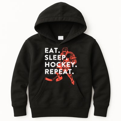 Eat Sleep Hockey Repeat Gift Kids Hoodie