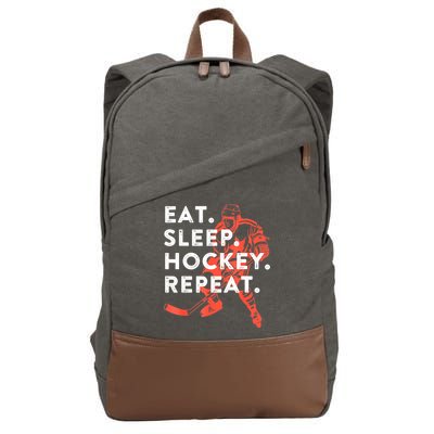 Eat Sleep Hockey Repeat Gift Cotton Canvas Backpack