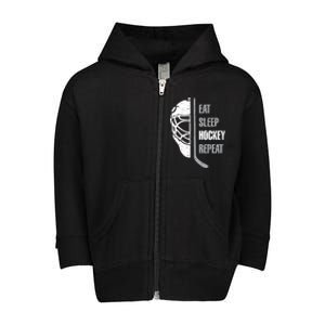 Eat Sleep Hockey Repeat Christmas For N Adult Hockey Gift Toddler Zip Fleece Hoodie