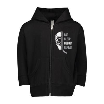 Eat Sleep Hockey Repeat Christmas For N Adult Hockey Gift Toddler Zip Fleece Hoodie