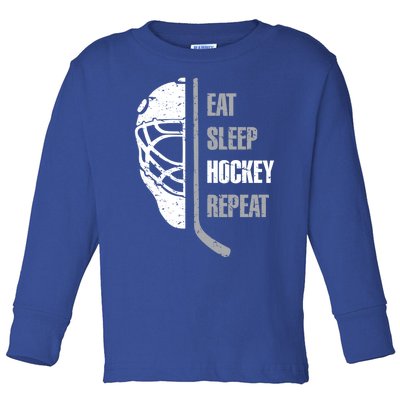 Eat Sleep Hockey Repeat Christmas For N Adult Hockey Gift Toddler Long Sleeve Shirt