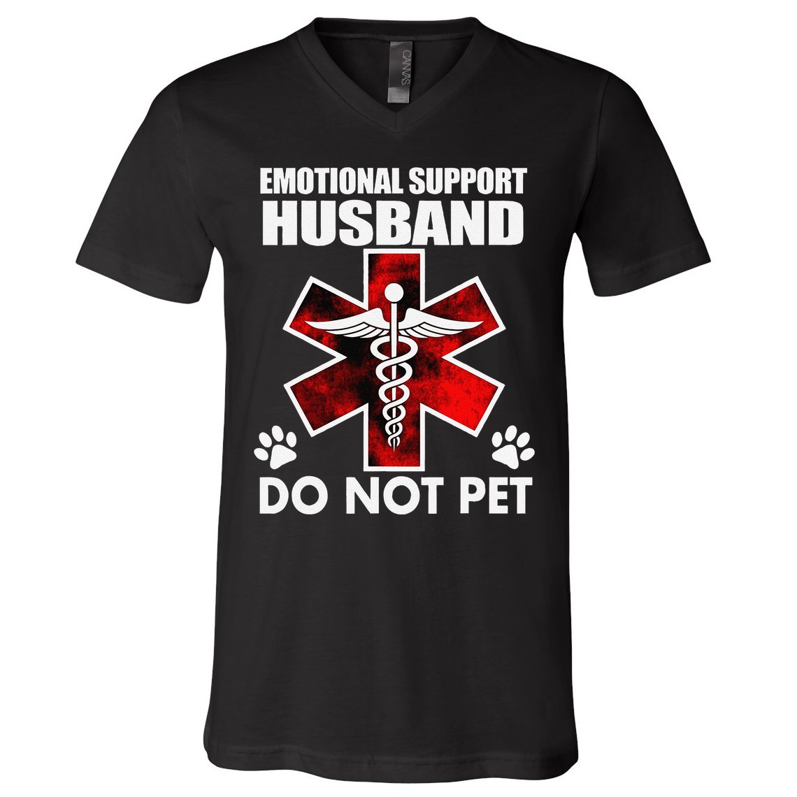 Emotional Support Husband Do Not Pet V-Neck T-Shirt