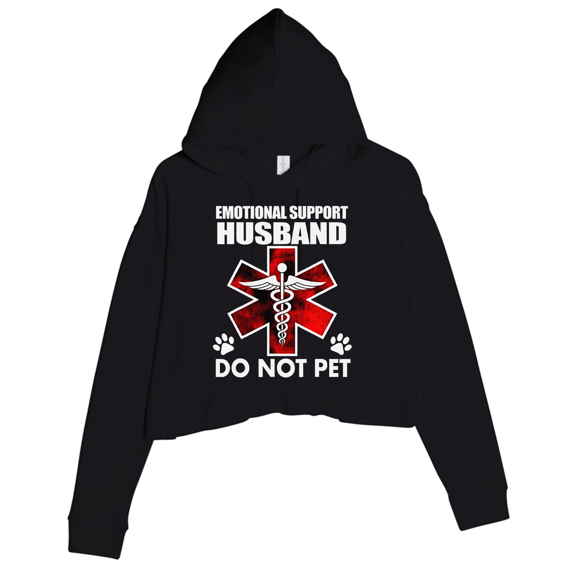 Emotional Support Husband Do Not Pet Crop Fleece Hoodie