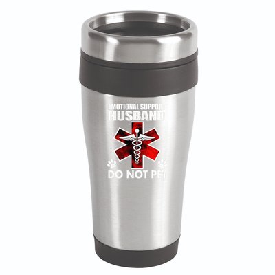 Emotional Support Husband Do Not Pet 16oz Travel Tumbler