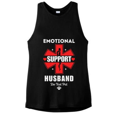 Emotional Support Husband Do Not Pet Ladies PosiCharge Tri-Blend Wicking Tank