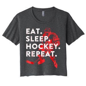 Eat Sleep Hockey Repeat Teens Gift Great Gift Women's Crop Top Tee