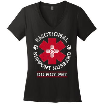 Emotional Support Husband Do Not Pet Women's V-Neck T-Shirt
