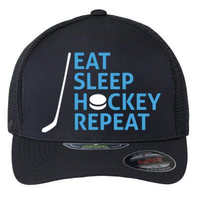 Eat Sleep Hockey Repeat Flexfit Unipanel Trucker Cap