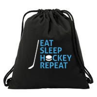 Eat Sleep Hockey Repeat Drawstring Bag