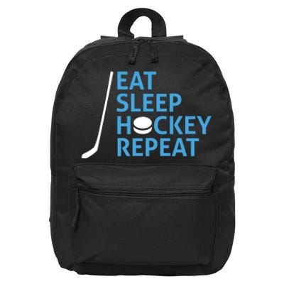 Eat Sleep Hockey Repeat 16 in Basic Backpack