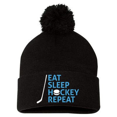 Eat Sleep Hockey Repeat Pom Pom 12in Knit Beanie