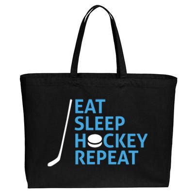 Eat Sleep Hockey Repeat Cotton Canvas Jumbo Tote