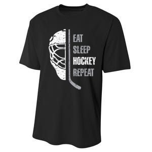 Eat Sleep Hockey Repeat Hockey Funny Ice Hockey Performance Sprint T-Shirt