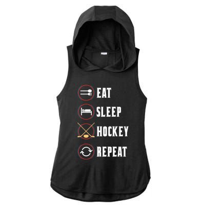 Eat Sleep Hockey Repeat Sport Hockey Player Goalie Hockey Gift Ladies PosiCharge Tri-Blend Wicking Draft Hoodie Tank