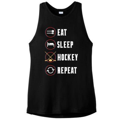 Eat Sleep Hockey Repeat Sport Hockey Player Goalie Hockey Gift Ladies PosiCharge Tri-Blend Wicking Tank