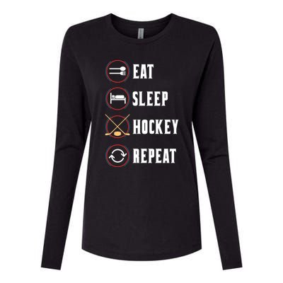 Eat Sleep Hockey Repeat Sport Hockey Player Goalie Hockey Gift Womens Cotton Relaxed Long Sleeve T-Shirt