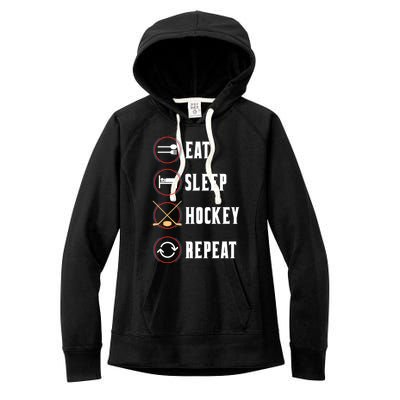 Eat Sleep Hockey Repeat Sport Hockey Player Goalie Hockey Gift Women's Fleece Hoodie