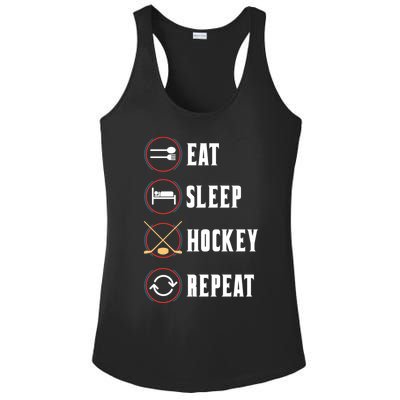 Eat Sleep Hockey Repeat Sport Hockey Player Goalie Hockey Gift Ladies PosiCharge Competitor Racerback Tank