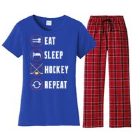 Eat Sleep Hockey Repeat Sport Hockey Player Goalie Hockey Gift Women's Flannel Pajama Set