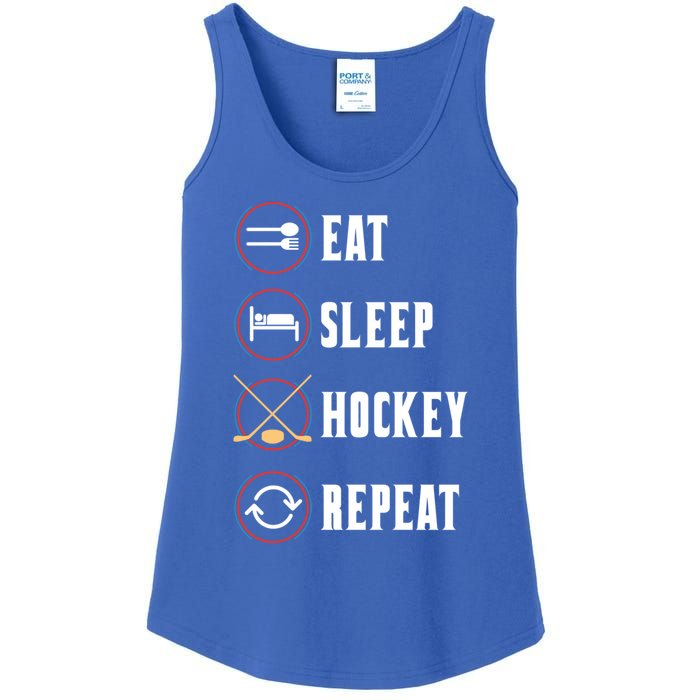 Eat Sleep Hockey Repeat Sport Hockey Player Goalie Hockey Gift Ladies Essential Tank