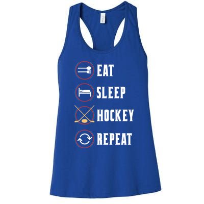 Eat Sleep Hockey Repeat Sport Hockey Player Goalie Hockey Gift Women's Racerback Tank