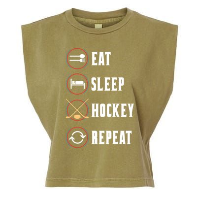 Eat Sleep Hockey Repeat Sport Hockey Player Goalie Hockey Gift Garment-Dyed Women's Muscle Tee