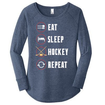 Eat Sleep Hockey Repeat Sport Hockey Player Goalie Hockey Gift Women's Perfect Tri Tunic Long Sleeve Shirt