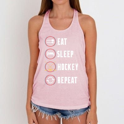 Eat Sleep Hockey Repeat Sport Hockey Player Goalie Hockey Gift Women's Knotted Racerback Tank