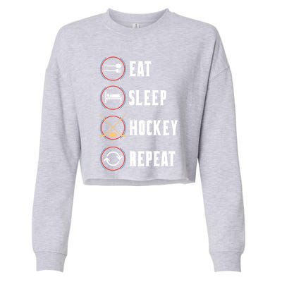 Eat Sleep Hockey Repeat Sport Hockey Player Goalie Hockey Gift Cropped Pullover Crew