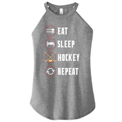 Eat Sleep Hockey Repeat Sport Hockey Player Goalie Hockey Gift Women's Perfect Tri Rocker Tank