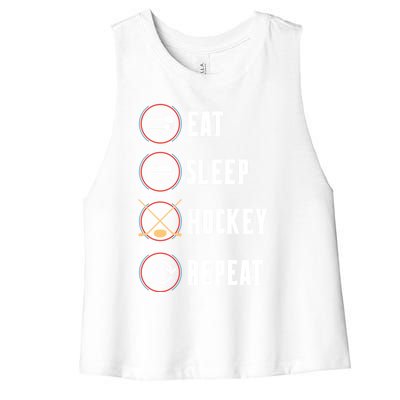 Eat Sleep Hockey Repeat Sport Hockey Player Goalie Hockey Gift Women's Racerback Cropped Tank