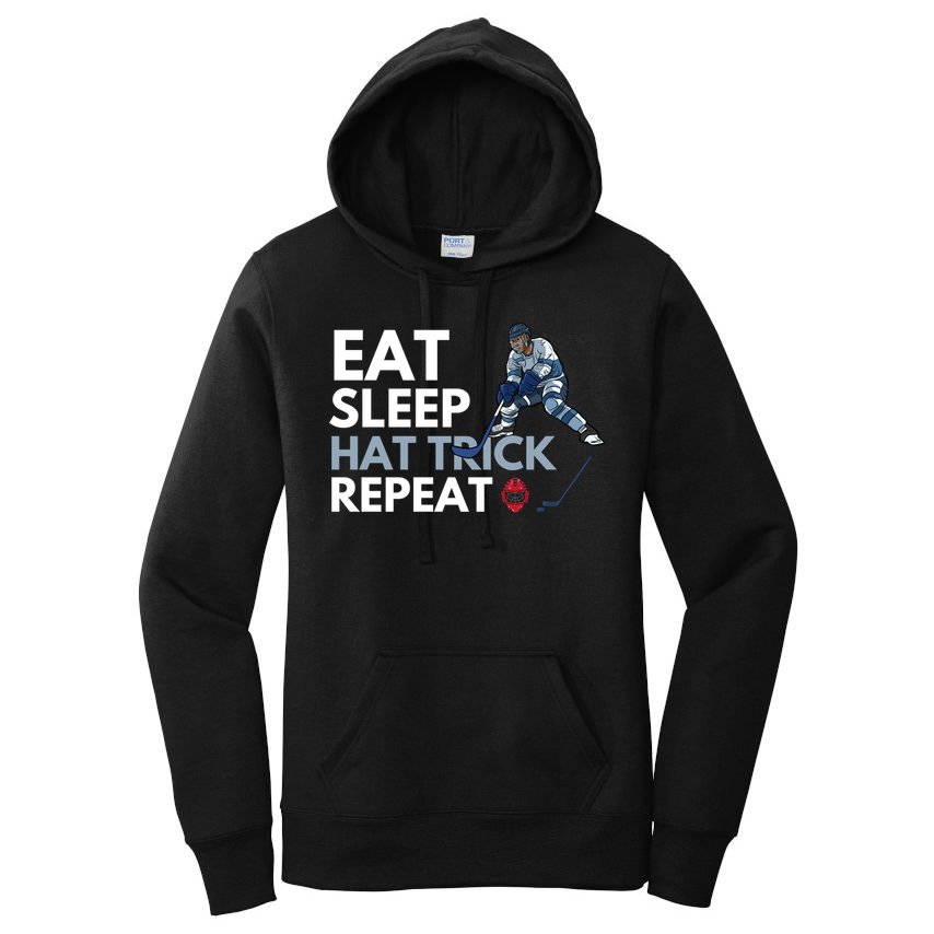 Eat Sleep Hat Trick Repeat Funny Soccer Hockey Design Gift Women's Pullover Hoodie
