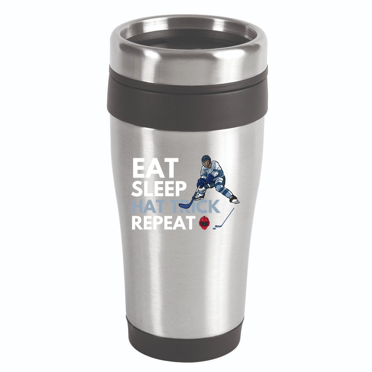 Eat Sleep Hat Trick Repeat Funny Soccer Hockey Design Gift 16oz Travel Tumbler