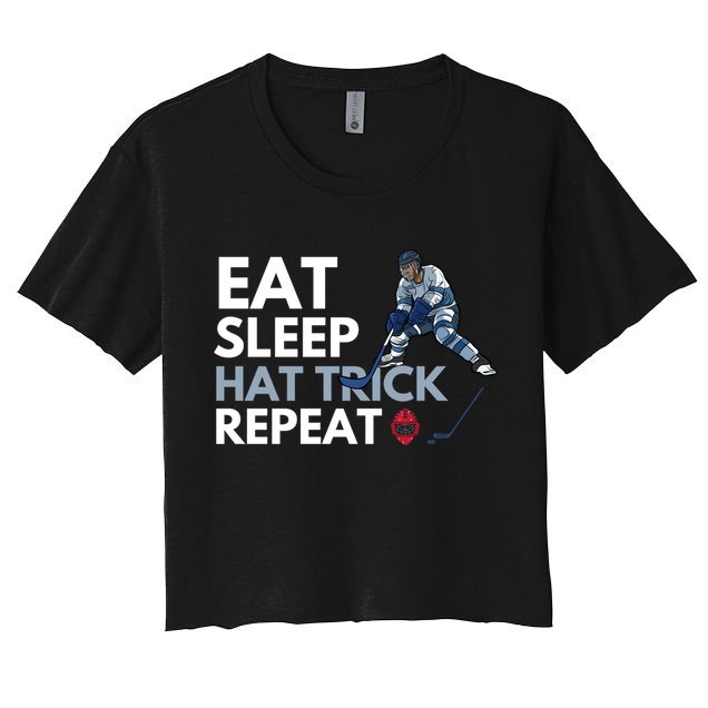 Eat Sleep Hat Trick Repeat Funny Soccer Hockey Design Gift Crop Top