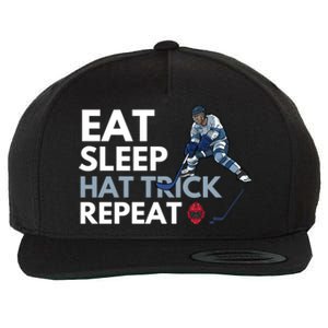 Eat Sleep Hat Trick Repeat Funny Soccer Hockey Design Gift Wool Snapback Cap