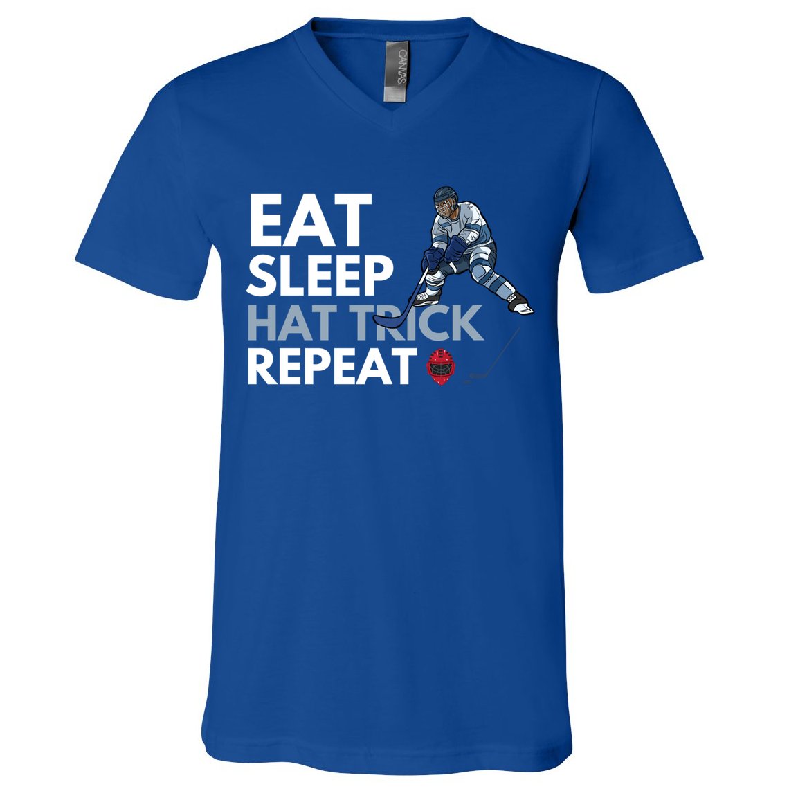 Eat Sleep Hat Trick Repeat Funny Soccer Hockey Design Gift V-Neck T-Shirt