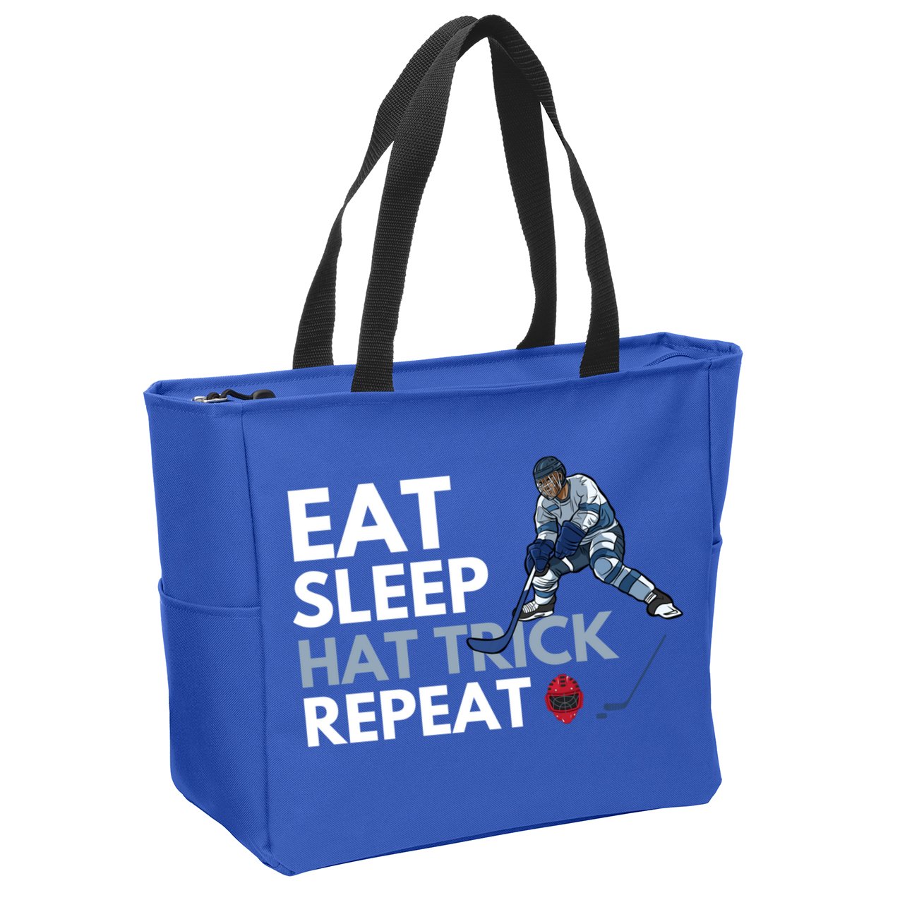 Eat Sleep Hat Trick Repeat Funny Soccer Hockey Design Gift Zip Tote Bag