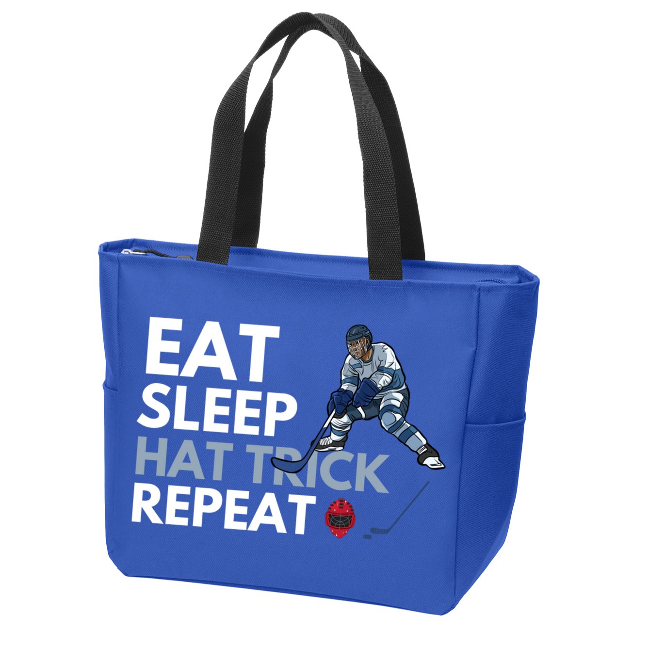 Eat Sleep Hat Trick Repeat Funny Soccer Hockey Design Gift Zip Tote Bag